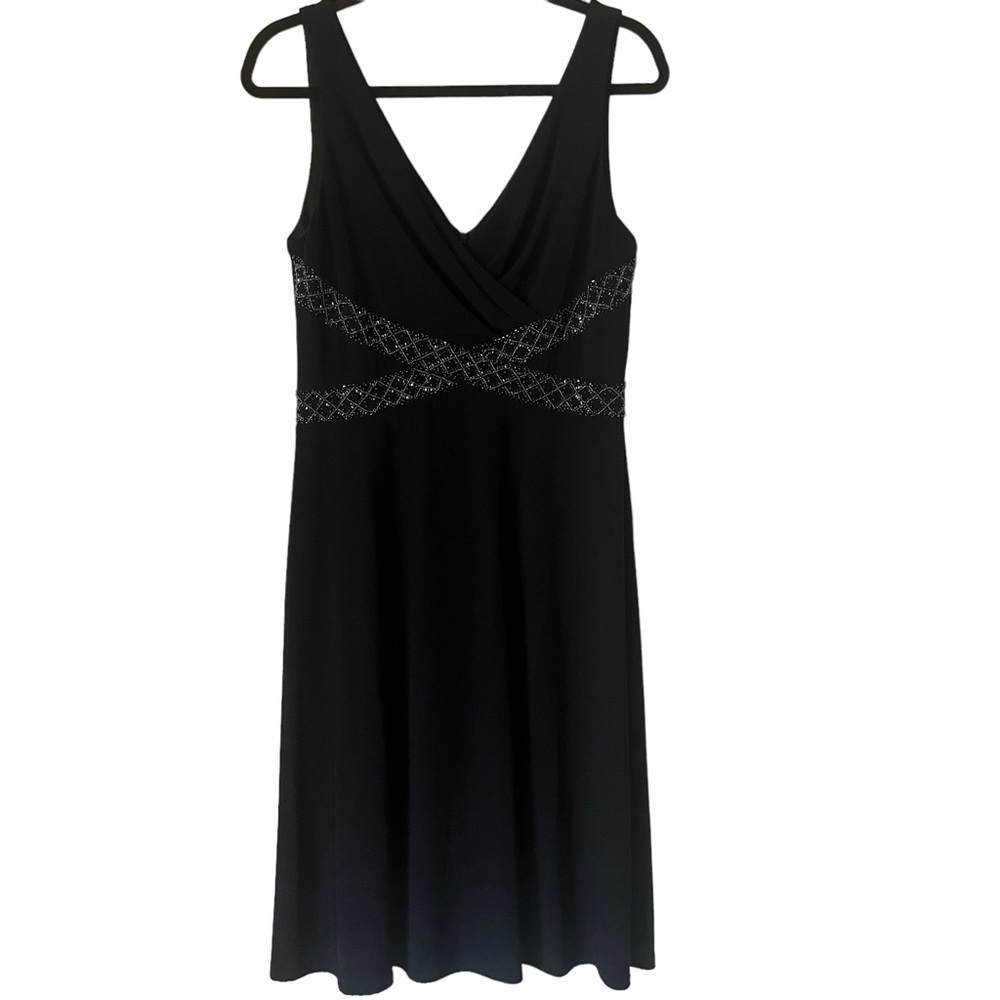 Jessica Howard Beaded Navy Blue Fit-and-Flare Dress size 12